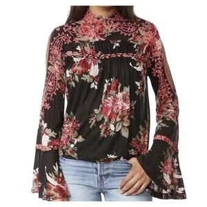 Free People Bainbridge Embroidered Floral Bell Sleeves Womens Top Size M